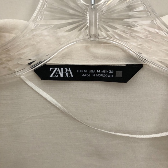 Adjustable Zara Wrap Shirt V-Neck Collar Shimmery Crinkle Cream/Off White Medium - Picture 11 of 15